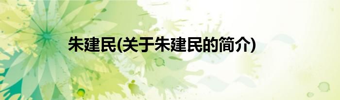 朱建民(关于朱建民的简介)