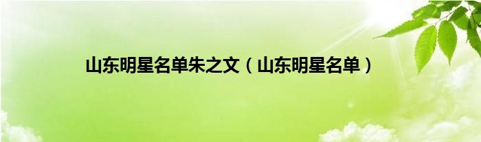 山东明星名单朱之文(山东明星名单)