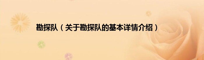 勘探队（关于勘探队的基本详情介绍）