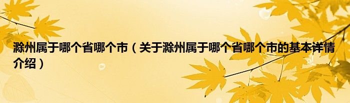 滁州属于哪个省哪个市（关于滁州属于哪个省哪个市的基本详情介绍）