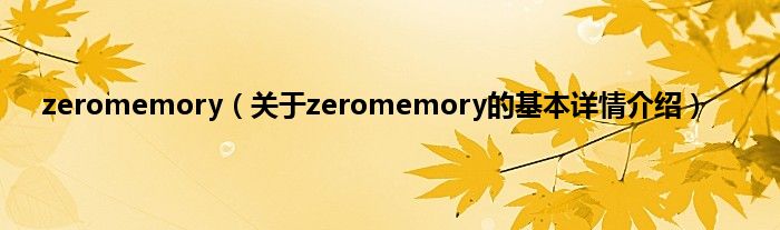 zeromemory（关于zeromemory的基本详情介绍）