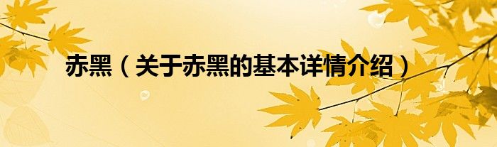 赤黑（关于赤黑的基本详情介绍）