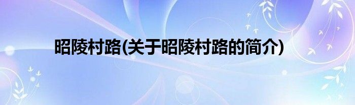 昭陵村路(关于昭陵村路的简介)