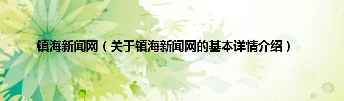 镇海新闻网(关于镇海新闻网的基本详情介绍)